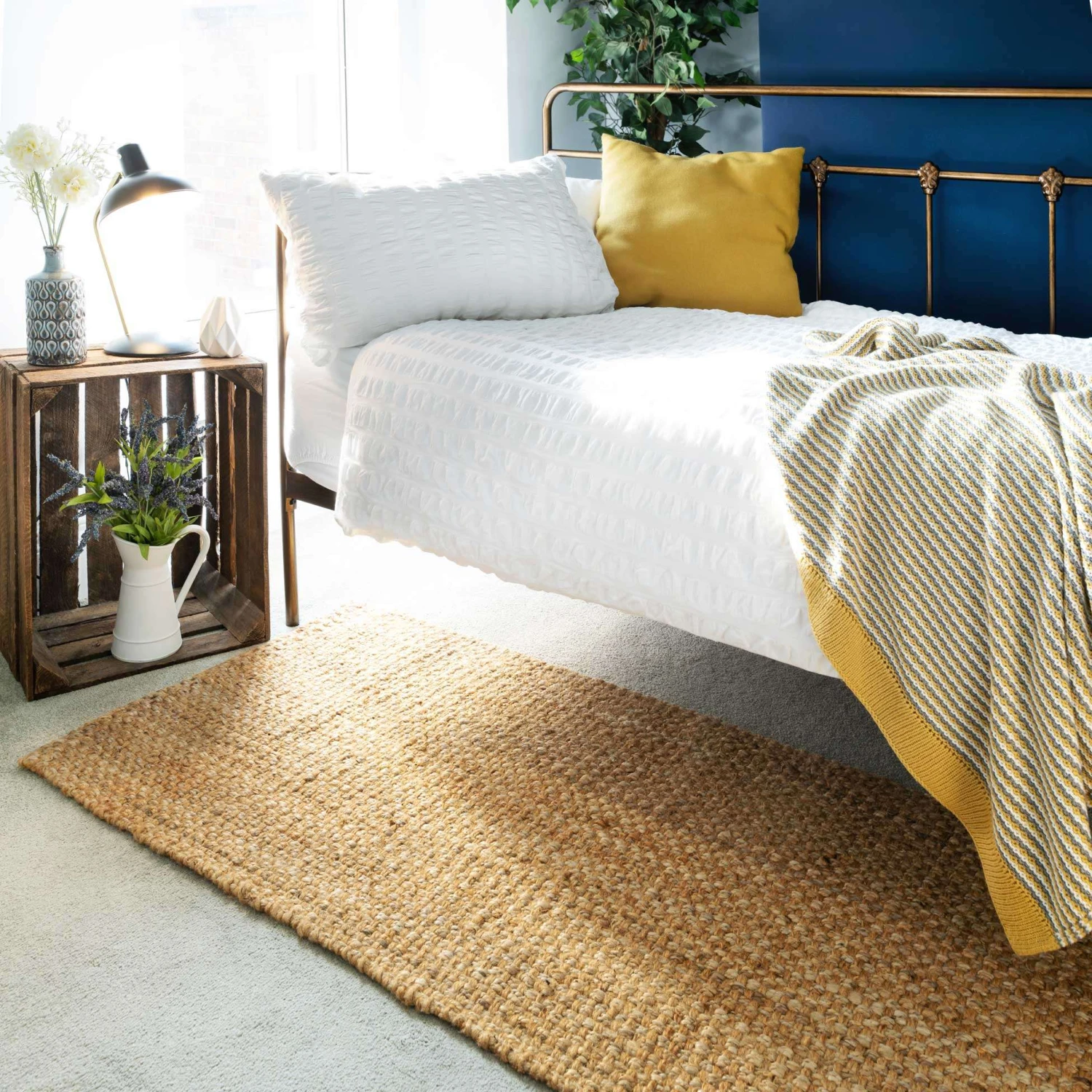 Natural Rustic Brown Bound Jute Hallway Runner Rug 1 Natural Rustic Brown Bound Jute Hallway Runner Rug