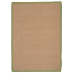 Green Cotton Border Natural Jute Area Rug