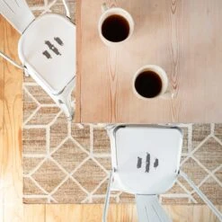 Beige Geometric Natural Jute Area Rug - Fretwork -Carpet Discount Store jute viscose 01 0774