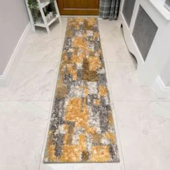 Retro Yellow Mottled Shaggy Living Room Rug -Carpet Discount Store kukoon murano cubic ochre 5B3 5D