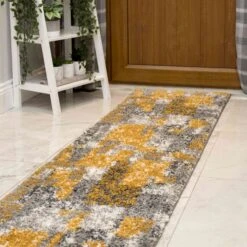 Retro Yellow Mottled Shaggy Living Room Rug -Carpet Discount Store kukoon murano cubic ochre 5B4 5D