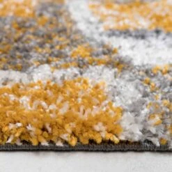 Retro Yellow Mottled Shaggy Living Room Rug -Carpet Discount Store kukoon murano cubic ochre 5B5 5D
