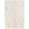 Cosy Soft Abstract Lined Beige Moroccan Berber Bedroom Rug
