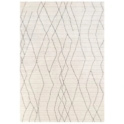 Carpet Discount Store 47 Cosy Soft Abstract Lined Beige Moroccan Berber Bedroom Rug