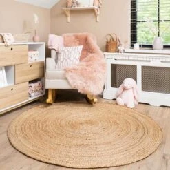 Rustic Jute Round Natural Circle Nursery Rug -Carpet Discount Store mandala nursery 06484 5B1 5D
