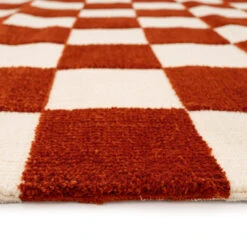 Burnt Orange Retro Checkerboard Rug - Maze Rust -Carpet Discount Store maze rust 01688