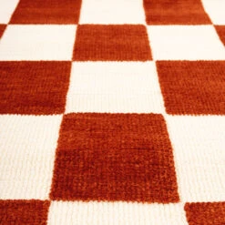 Burnt Orange Retro Checkerboard Rug - Maze Rust -Carpet Discount Store maze rust 01695