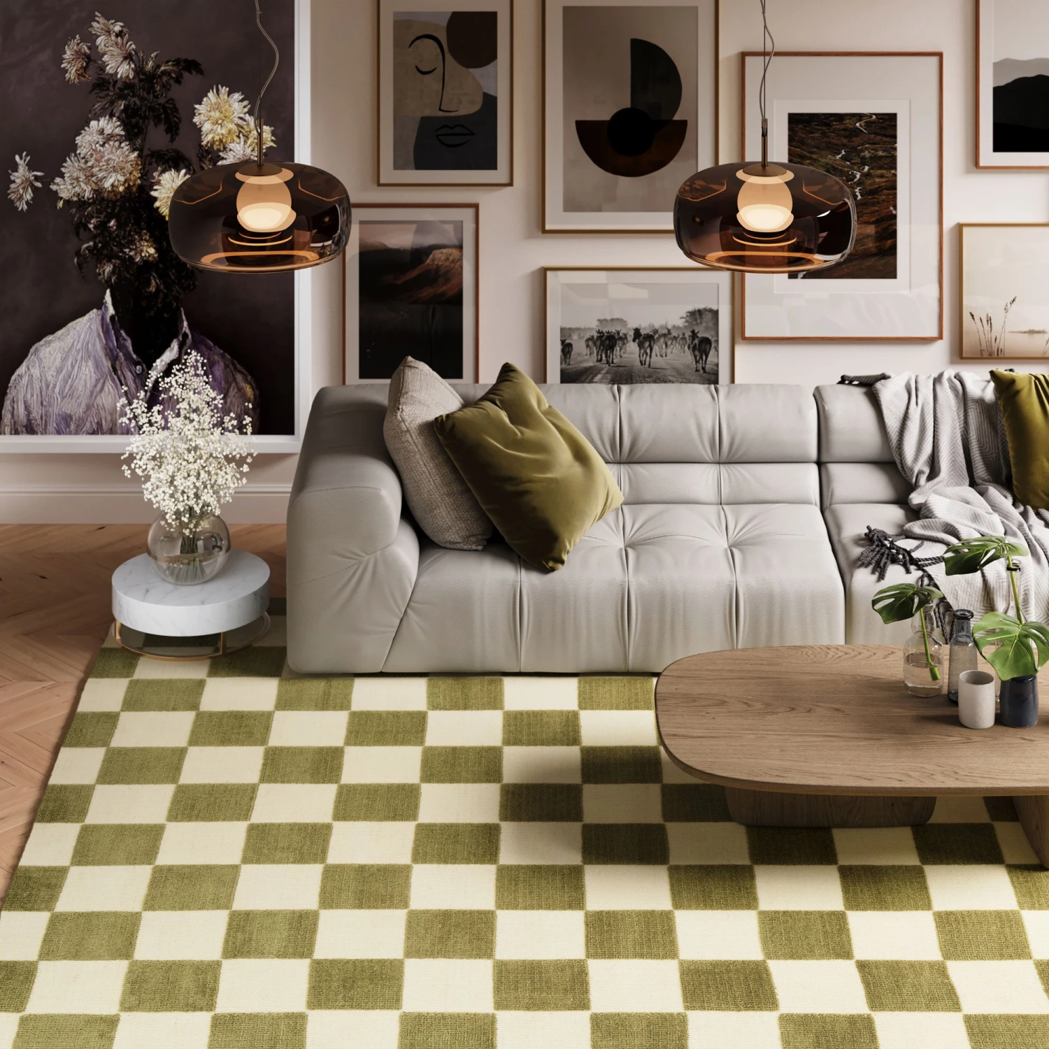 Green Retro Checkerboard Rug - Maze 3 Green Retro Checkerboard Rug - Maze - Image 3