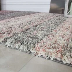 Blush Pink Stripe Shaggy Rug 12 Blush Pink Stripe Shaggy Rug -Carpet Discount Store murano blush stripe 4051 5B4 5D