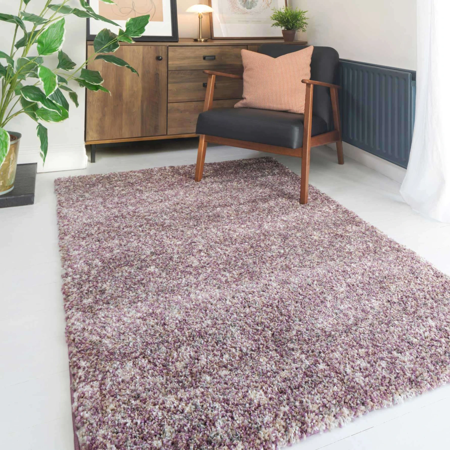 Rich Purple Mottled Shaggy Living Room Rug 2 Rich Purple Mottled Shaggy Living Room Rug - Image 2