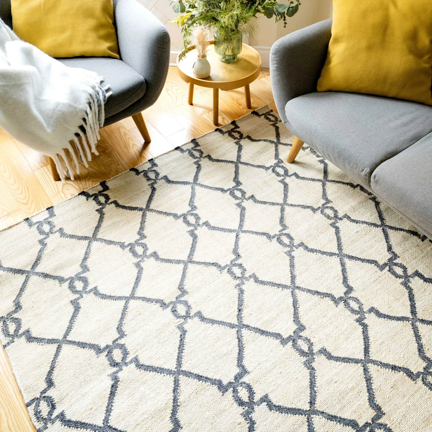 Cream Trellis Natural Jute Area Rug - Trellis 4 Cream Trellis Natural Jute Area Rug - Trellis - Image 4