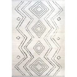 Carpet Discount Store 55 Cosy Soft Underfoot Cream Moroccan Berber Bedroom Rug - Neva