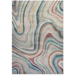 Soft Abstract Marbled Multicolour Living Room Rug - Matki