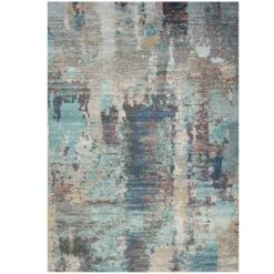 Carpet Discount Store 15 Soft Abstract Distressed Blue Living Room Rug - Wild Blue
