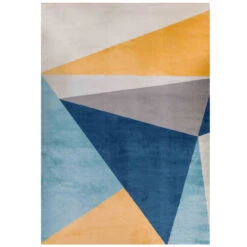 Blue Yellow Pastel Abstract Large Living Room Rugs