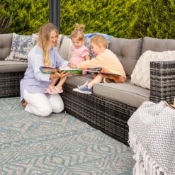Light Blue Flatweave Indoor Outdoor Rug - Ruskin