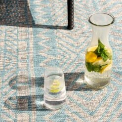 Light Blue Flatweave Indoor Outdoor Rug - Ruskin -Carpet Discount Store outdoor habitat ruskin aqua 07352 copy