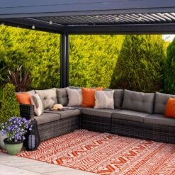 Dark Terra Flatweave Indoor Outdoor Rug - Ruskin -Carpet Discount Store outdoor habitat terra 06839 copy