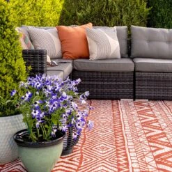 Dark Terra Flatweave Indoor Outdoor Rug - Ruskin -Carpet Discount Store outdoor habitat terra 06842 copy