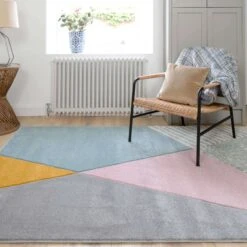 Multicoloured Pastel Abstract Runner Rug -Carpet Discount Store pekoe multi 0243 5B3 5D