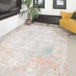 Blue Terracotta Abstract Canvas Area Rug - Rebel -Carpet Discount Store rebel terra 9220 5B1 5D