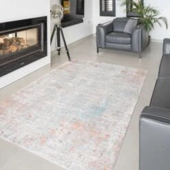 Blue Terracotta Abstract Canvas Area Rug - Rebel -Carpet Discount Store rebel terra 9220 5B3 5D