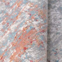 Blue Terracotta Abstract Canvas Area Rug - Rebel -Carpet Discount Store rebel terra 9220 5B4 5D