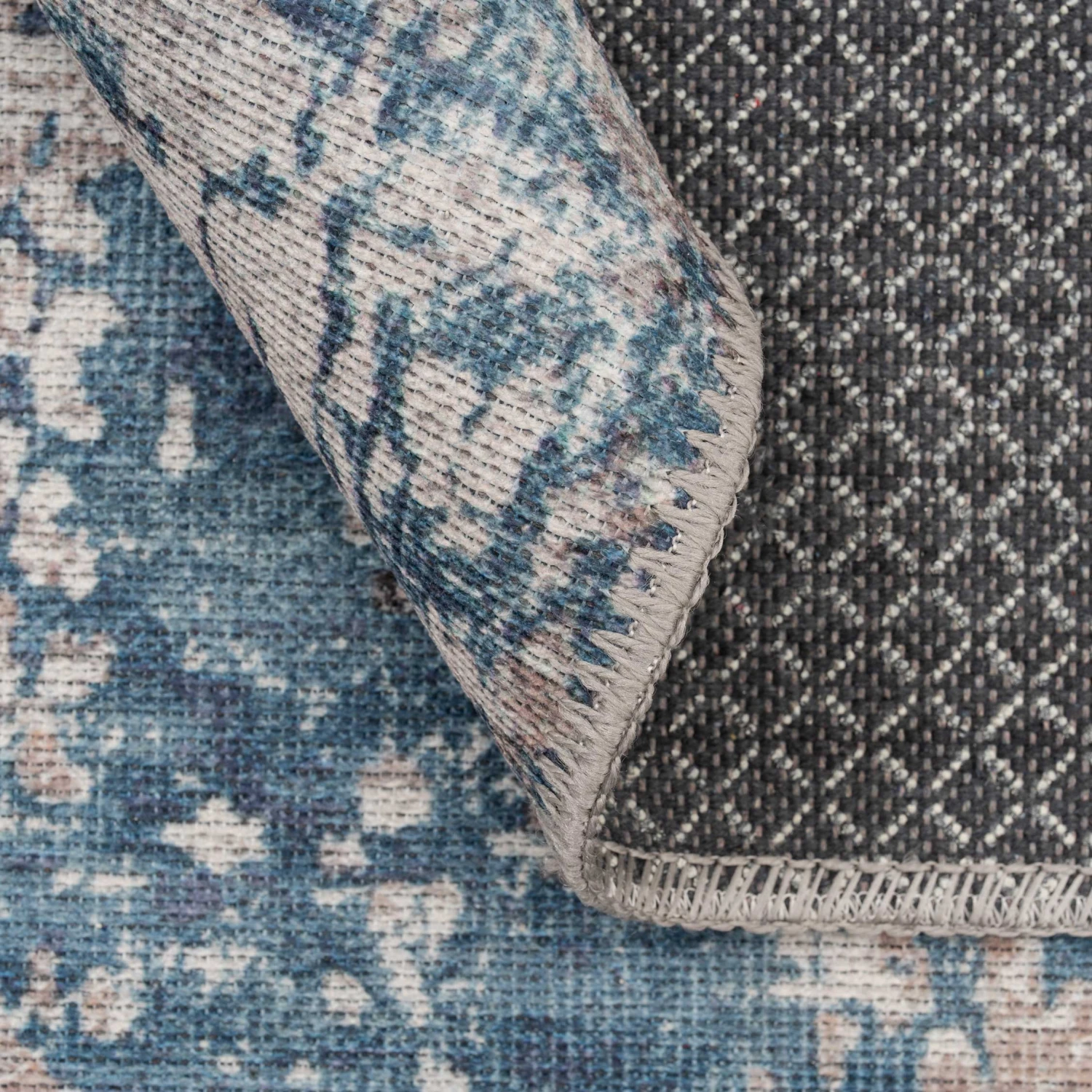 Flatwoven Washable Distressed Blue Runner - Dash 5 Flatwoven Washable Distressed Blue Runner - Dash - Image 5