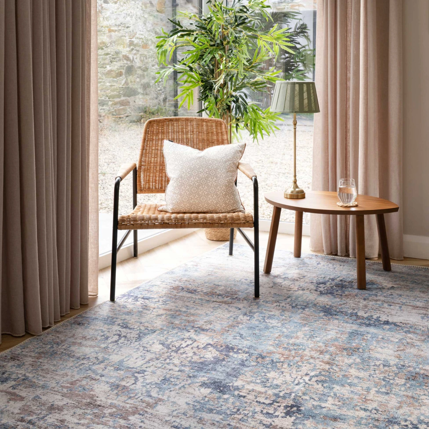 Flatwoven Washable Distressed Blue Runner - Dash 9 Flatwoven Washable Distressed Blue Runner - Dash - Image 9