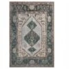 Flatwoven Washable Green Bordered Area Rug - Anton