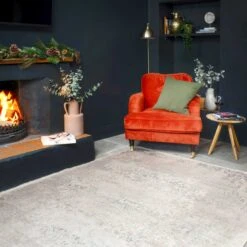 Flatwoven Washable Distressed Renaissance Grey Beige Rug - Fleur -Carpet Discount Store renuu fleur beige living room 04528 copy 2