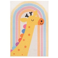Flatwoven Washable Colourful Giraffe Kids Rug - Geraldine