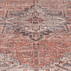 Flatwoven Washable Terracotta Medallion Area Rug - Neeve -Carpet Discount Store renuu neeve 08646