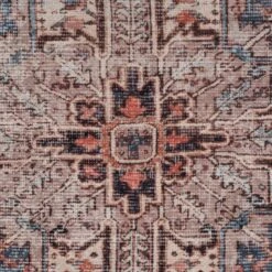 Flatwoven Washable Terracotta Medallion Area Rug - Neeve -Carpet Discount Store renuu neeve 08656