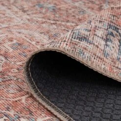 Flatwoven Washable Terracotta Medallion Area Rug - Neeve -Carpet Discount Store renuu neeve 08663