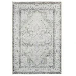 Carpet Discount Store 61 Flatwoven Washable Light Green Bordered Area Rug - Rumi
