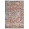 Flatwoven Washable Distressed Terracotta Aztec Boho Rug - Yana
