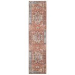 Flatwoven Washable Distressed Terracotta Aztec Runner - Yana