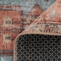 Flatwoven Washable Distressed Terracotta Aztec Runner - Yana -Carpet Discount Store renuu yana terra RR bedroom willow cottage for web 5B4 5D