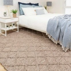 Handmade Beige Trellis Wool Area Rug - Diamond 11 Handmade Beige Trellis Wool Area Rug - Diamond -Carpet Discount Store rowan diamond beige 7695 5B1 5D