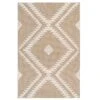 Beige Geometric Loop Pile Rug