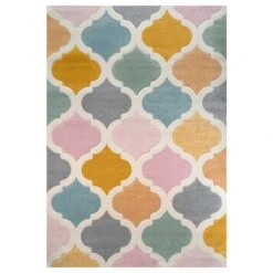 Colourful Pastel Trellis Area Room Rug