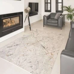 Modern Silver Abstract Living Room Rug - Vincent -Carpet Discount Store vincent grey 8661 5B4 5D