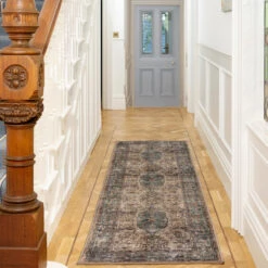 Soft Washable Blue Regency Runner - Dorothea 10 Soft Washable Blue Regency Runner - Dorothea -Carpet Discount Store washable Dorothea room web RRL Hallway 1