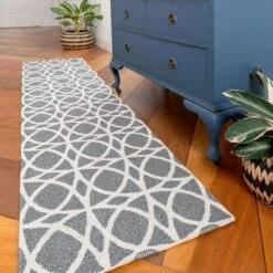 Art Deco Grey Woven Sustainable Recycled Cotton Rug - Wells -Carpet Discount Store wells grey 8060 5B3 5D