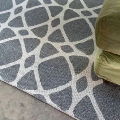 Art Deco Grey Woven Sustainable Recycled Cotton Rug - Wells -Carpet Discount Store wells grey 8060 5B5 5D