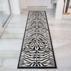 Black White Animal Zebra Print Runner Rug -Carpet Discount Store zebra 20print 20runner 204500 20b41 5B2 5D